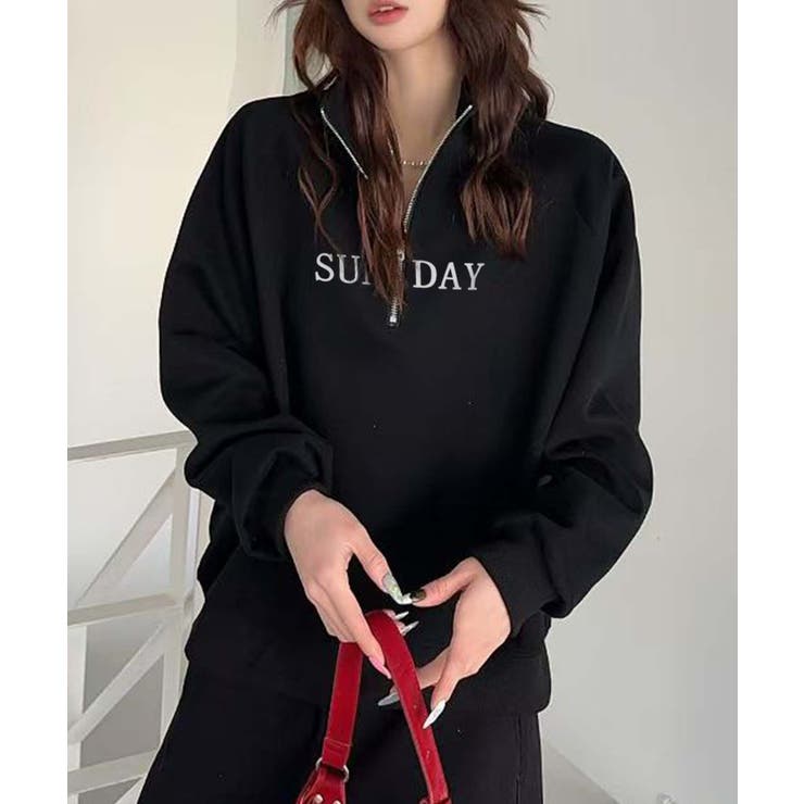 ロゴプリントハーフジップトレーナー | aimoha  | 詳細画像5 