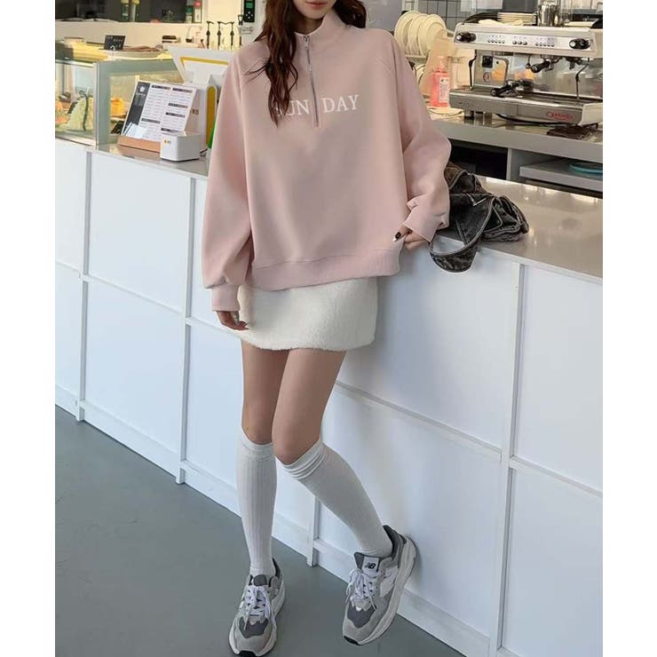 ロゴプリントハーフジップトレーナー | aimoha  | 詳細画像7 