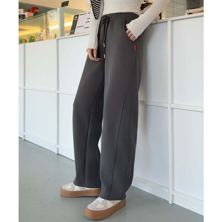 ダークグレー | セミワイドフィットパンツ  | aimoha 