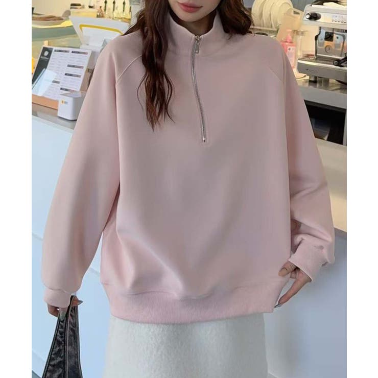 ジップデザインカジュアルスウェットハーフジップ | aimoha  | 詳細画像9 