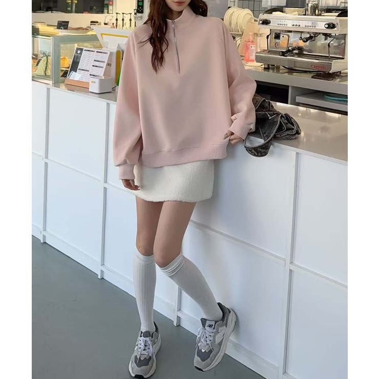 ジップデザインカジュアルスウェットハーフジップ | aimoha  | 詳細画像3 