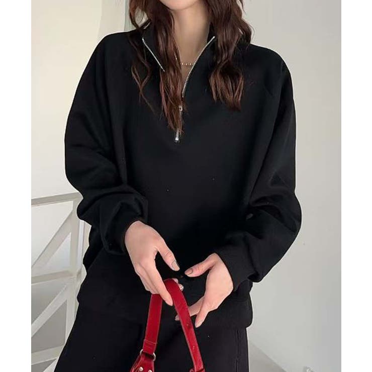 ジップデザインカジュアルスウェットハーフジップ | aimoha  | 詳細画像5 