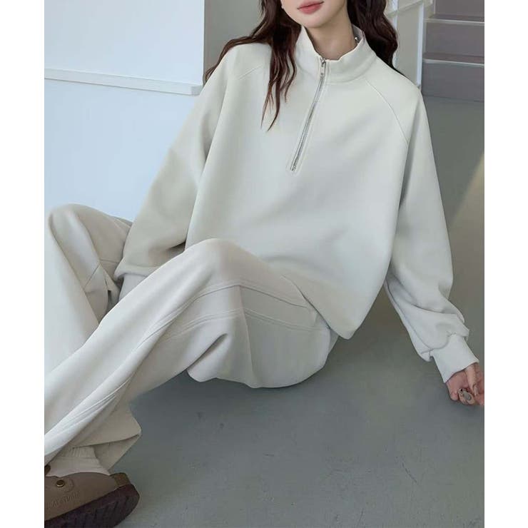 ジップデザインカジュアルスウェットハーフジップ | aimoha  | 詳細画像7 