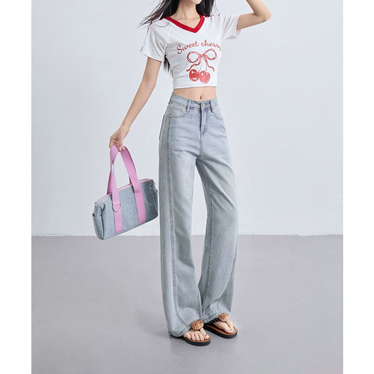 ライトデニムワイドパンツ | aimoha  | 詳細画像1 