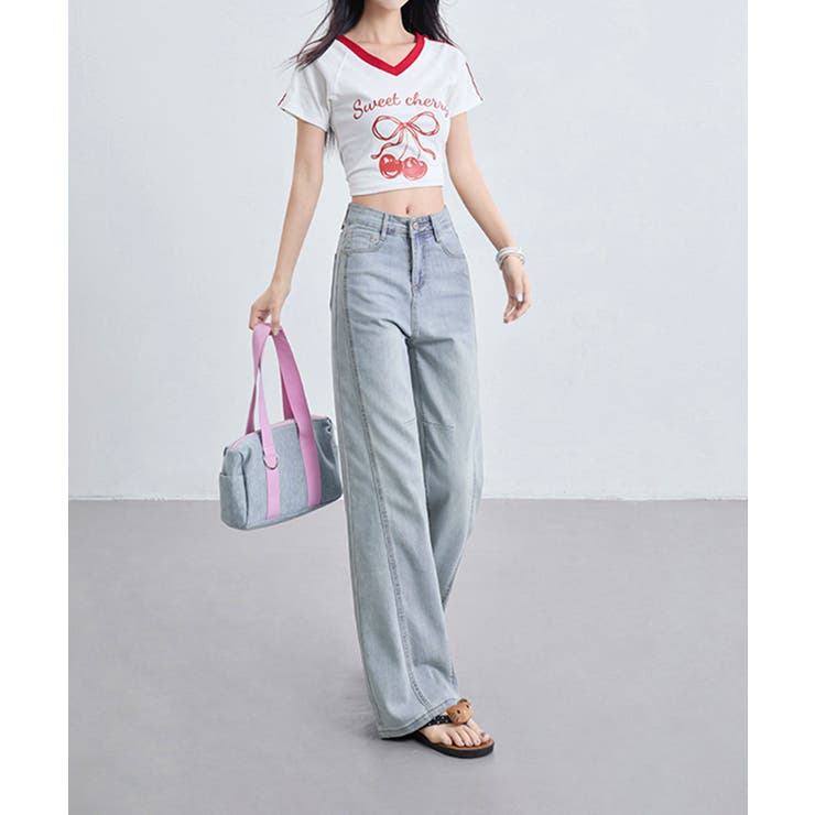 ライトデニムワイドパンツ | aimoha  | 詳細画像4 