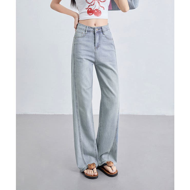 ライトデニムワイドパンツ | aimoha  | 詳細画像3 