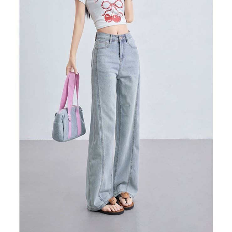 ライトデニムワイドパンツ | aimoha  | 詳細画像2 