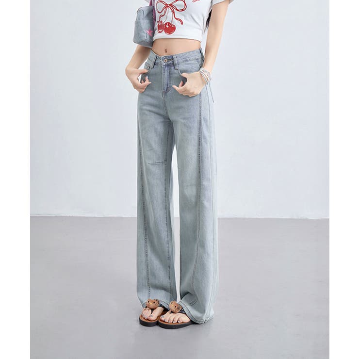 ライトデニムワイドパンツ | aimoha  | 詳細画像6 