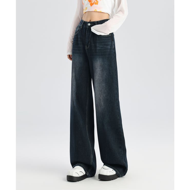 ウォッシュデニムワイドパンツ | aimoha  | 詳細画像7 