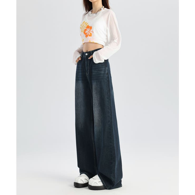 ウォッシュデニムワイドパンツ | aimoha  | 詳細画像12 