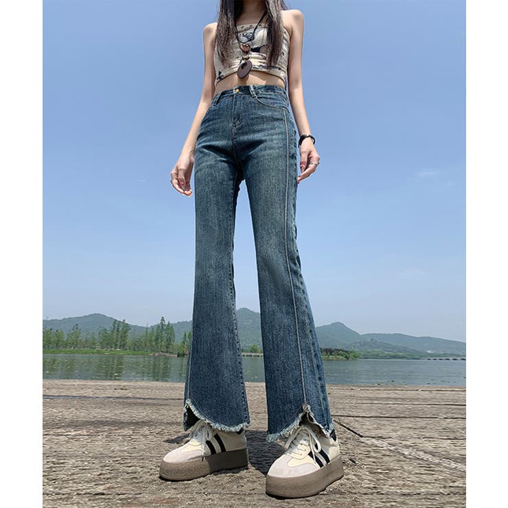 フリンジフレアデニムパンツ | aimoha  | 詳細画像7 