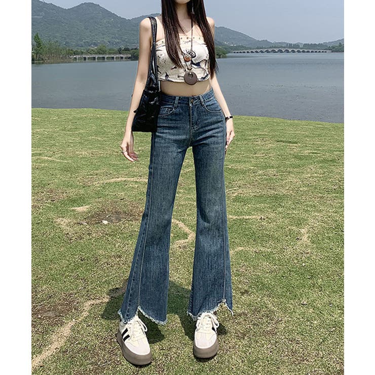 フリンジフレアデニムパンツ | aimoha  | 詳細画像2 