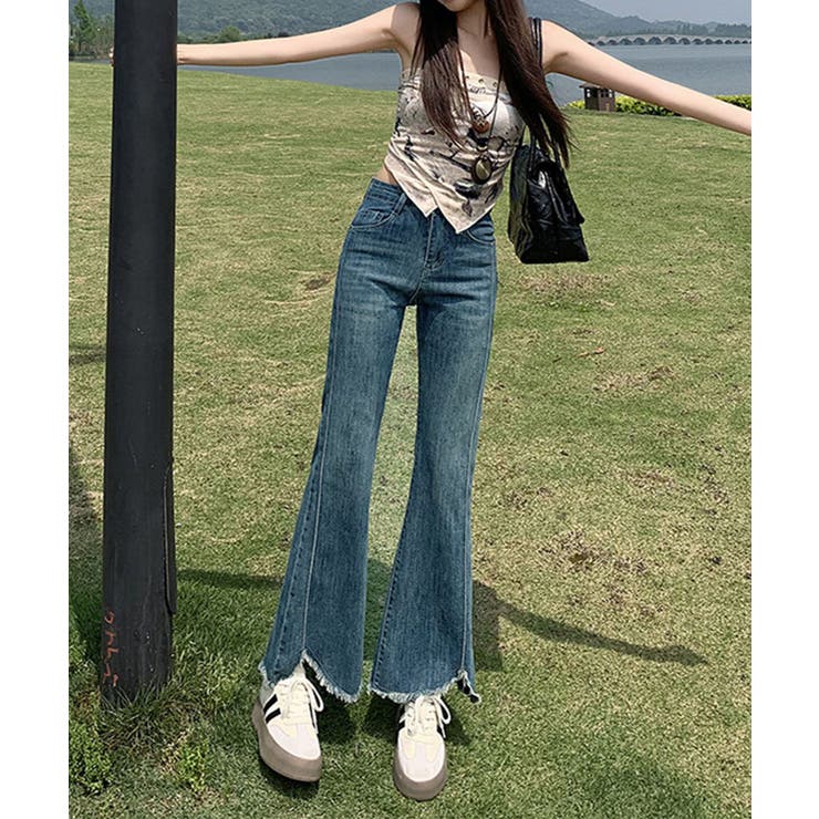 フリンジフレアデニムパンツ | aimoha  | 詳細画像5 