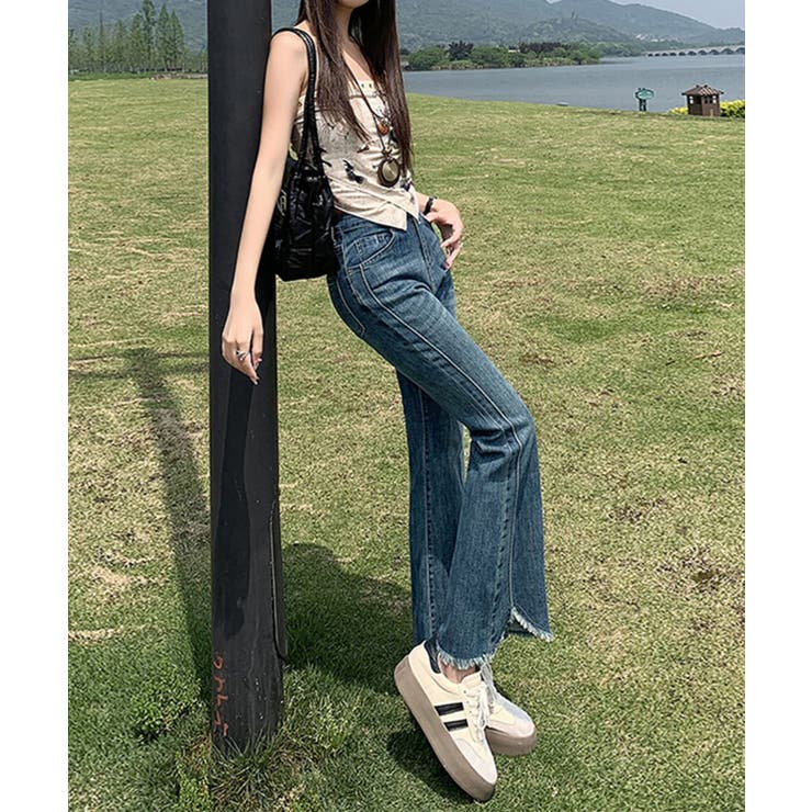 フリンジフレアデニムパンツ | aimoha  | 詳細画像6 