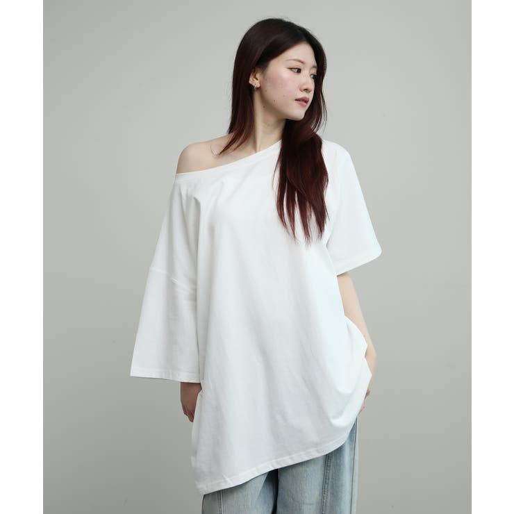 ワンショルダー風ビッグTシャツ | aimoha  | 詳細画像9 
