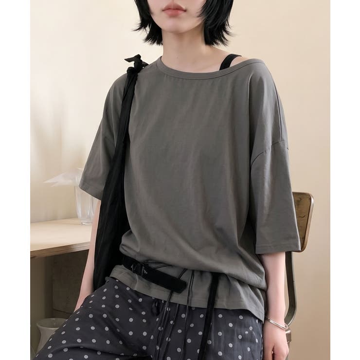 ワンショルダー風ビッグTシャツ | aimoha  | 詳細画像1 