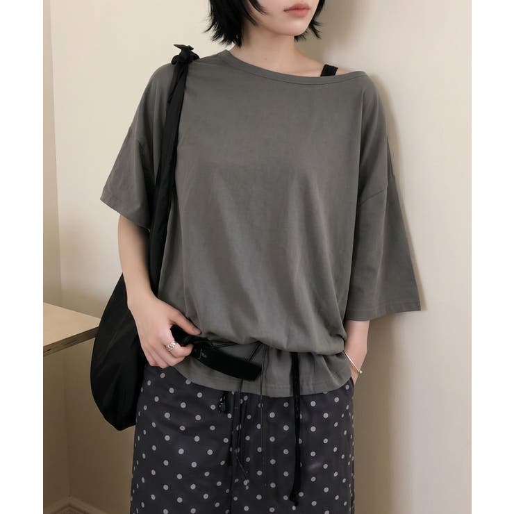ワンショルダー風ビッグTシャツ | aimoha  | 詳細画像2 