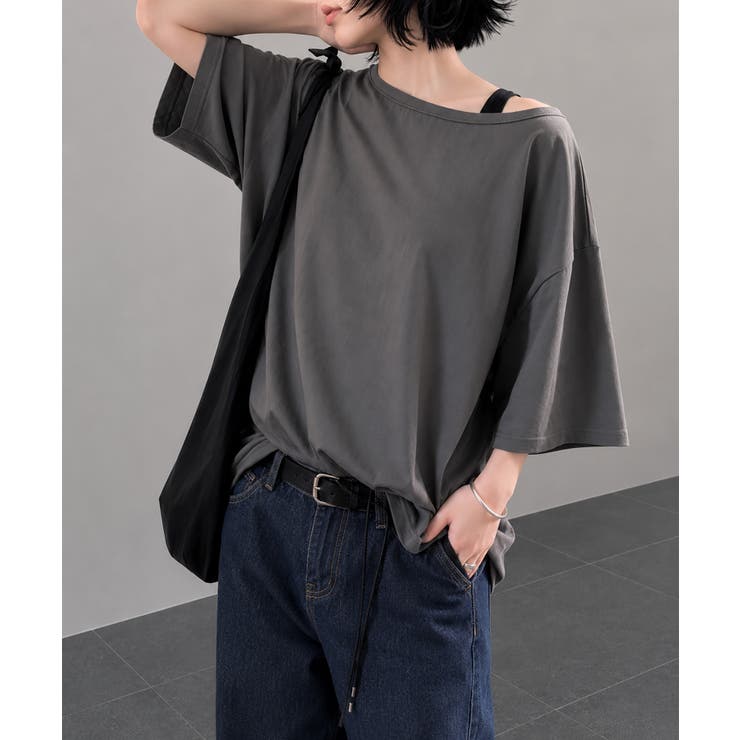 ワンショルダー風ビッグTシャツ | aimoha  | 詳細画像5 