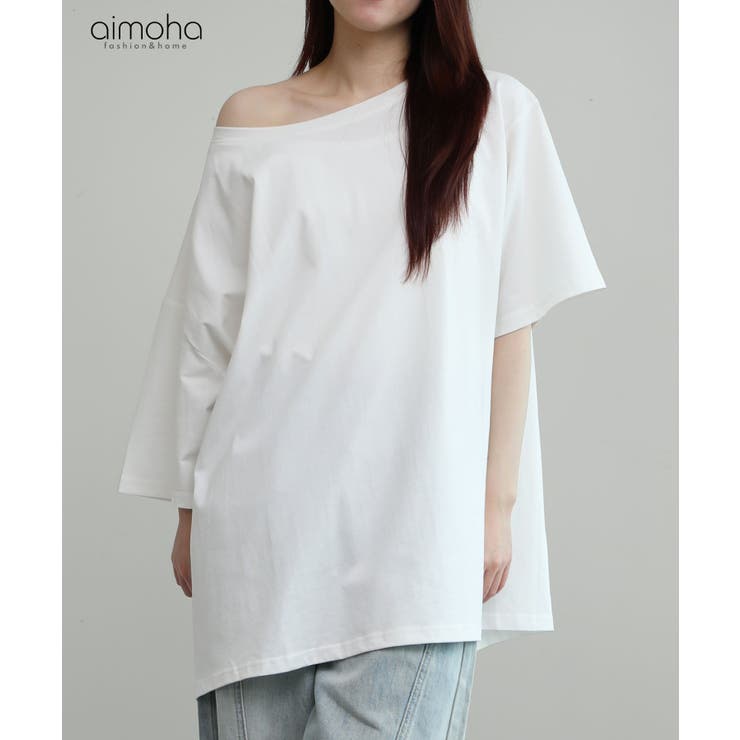 ワンショルダー風ビッグTシャツ | aimoha  | 詳細画像1 
