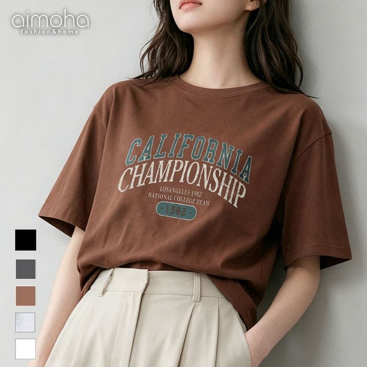 カレッジロゴプリントTシャツ | aimoha  | 詳細画像1 