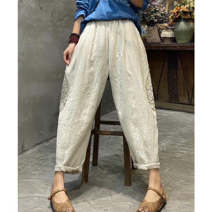 ベージュ | 2021新作【涼しい綿麻生地】 パンツ 夏服 | aimoha 