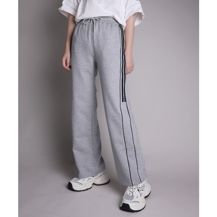 ワイド スウェットパンツ M〜XL サイドライン MRNEARLYサイドラインワイドスウェットパンツ | mblueshop