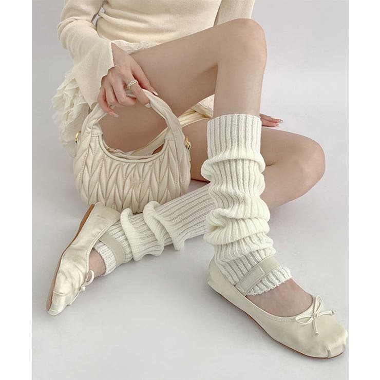 オフホワイト | 【HOOK】for girls リブ編み無地レッグウォーマー | HOOK