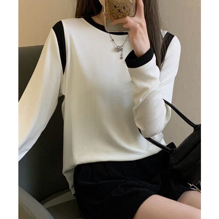 【Banico】カラーコンビネーション長袖トップス | aimoha  | 詳細画像8 