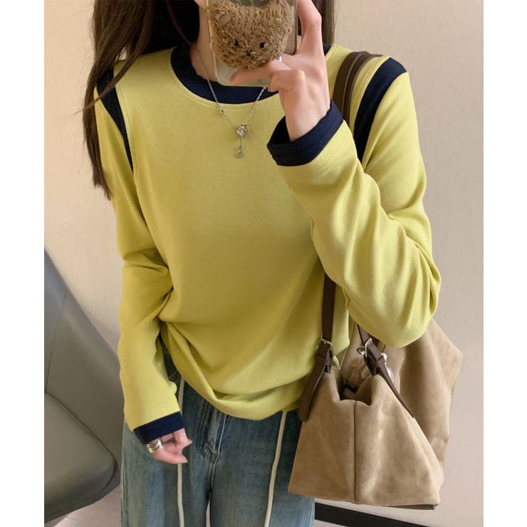 【Banico】カラーコンビネーション長袖トップス | aimoha  | 詳細画像14 