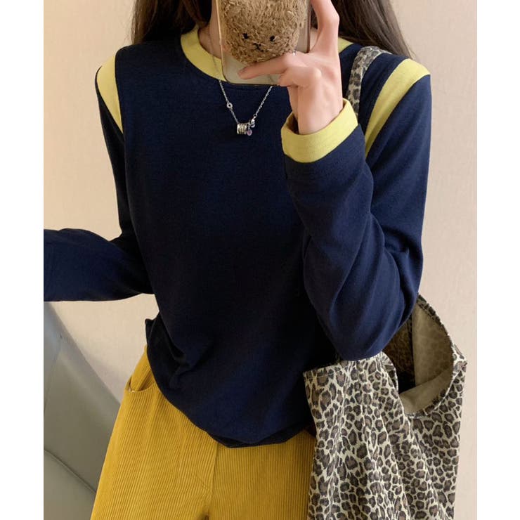 【Banico】カラーコンビネーション長袖トップス | aimoha  | 詳細画像2 