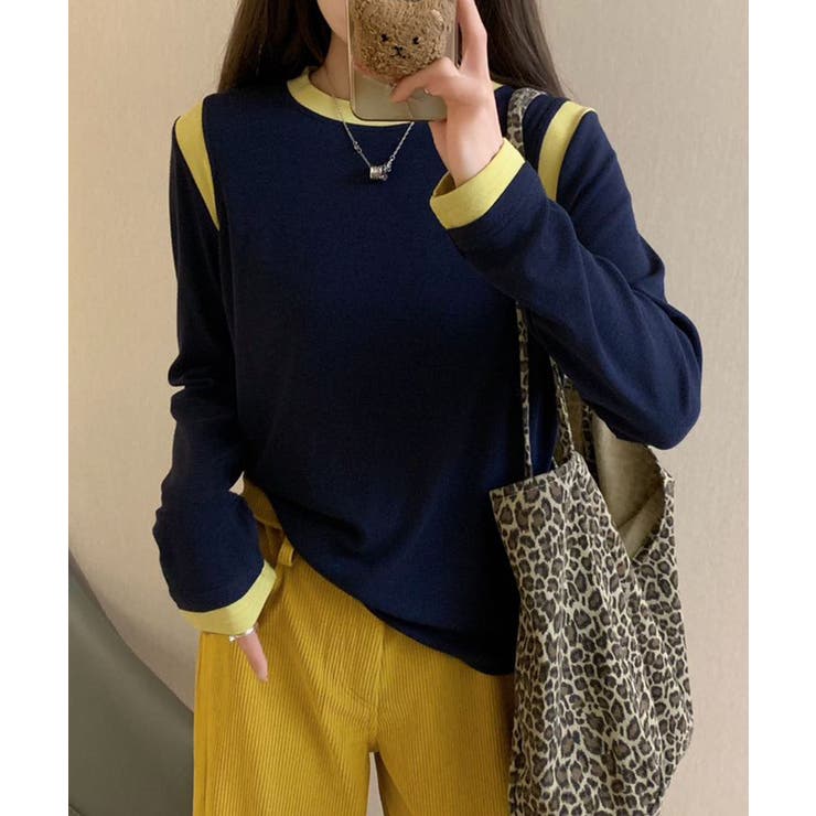 【Banico】カラーコンビネーション長袖トップス | aimoha  | 詳細画像15 