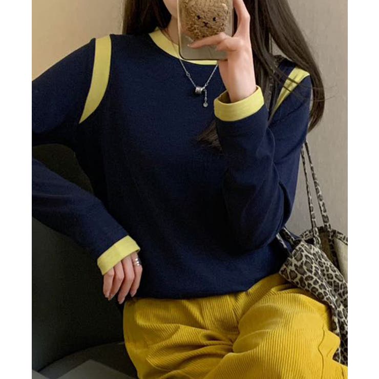 【Banico】カラーコンビネーション長袖トップス | aimoha  | 詳細画像3 