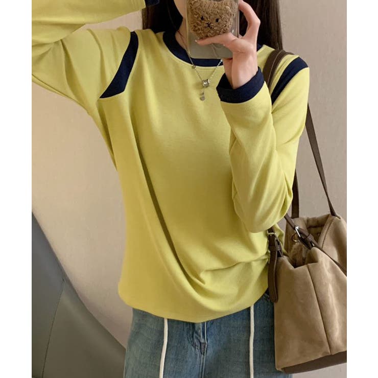 【Banico】カラーコンビネーション長袖トップス | aimoha  | 詳細画像4 