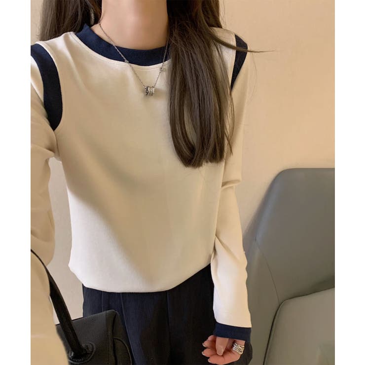 【Banico】カラーコンビネーション長袖トップス | aimoha  | 詳細画像6 