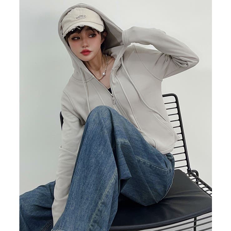 裏起毛フルジップショートパーカー【AW】 | aimoha  | 詳細画像1 