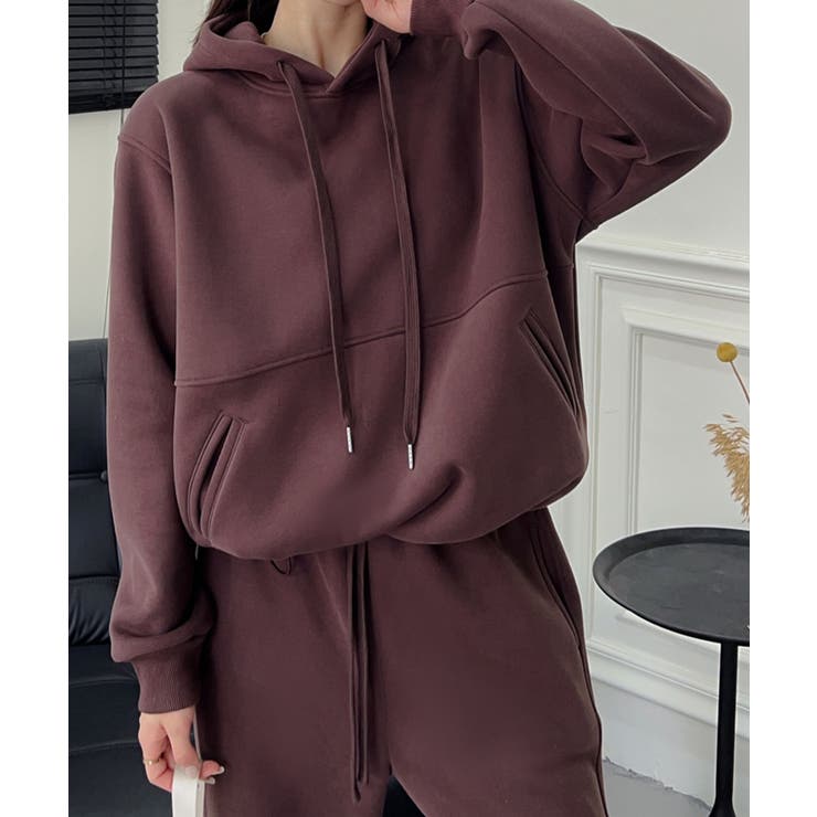 コーヒー | オーバーサイズ裏起毛スウェットパーカー【AW】 | aimoha 