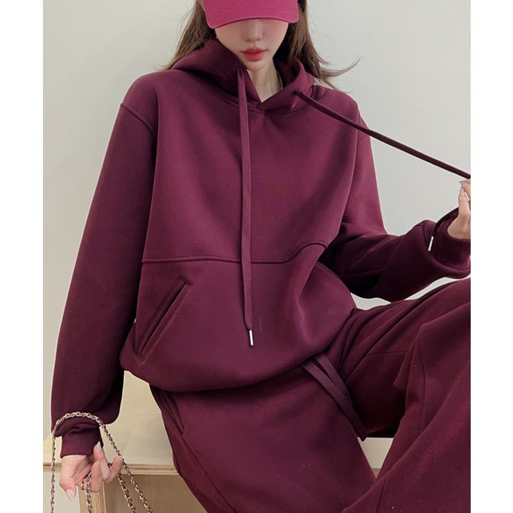 パープル | オーバーサイズ裏起毛スウェットパーカー【AW】 | aimoha 