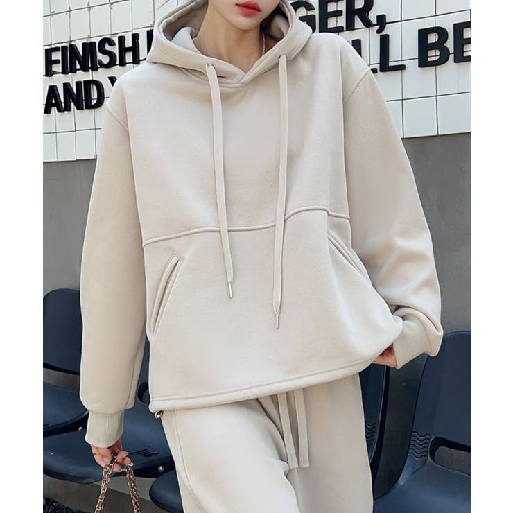 ダークベージュ | オーバーサイズ裏起毛スウェットパーカー【AW】 | aimoha 