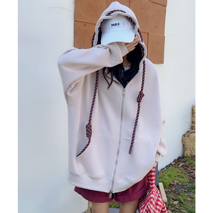 オーバーサイズ裏起毛ドロストフルジップパーカー【AW】 | aimoha  | 詳細画像1 