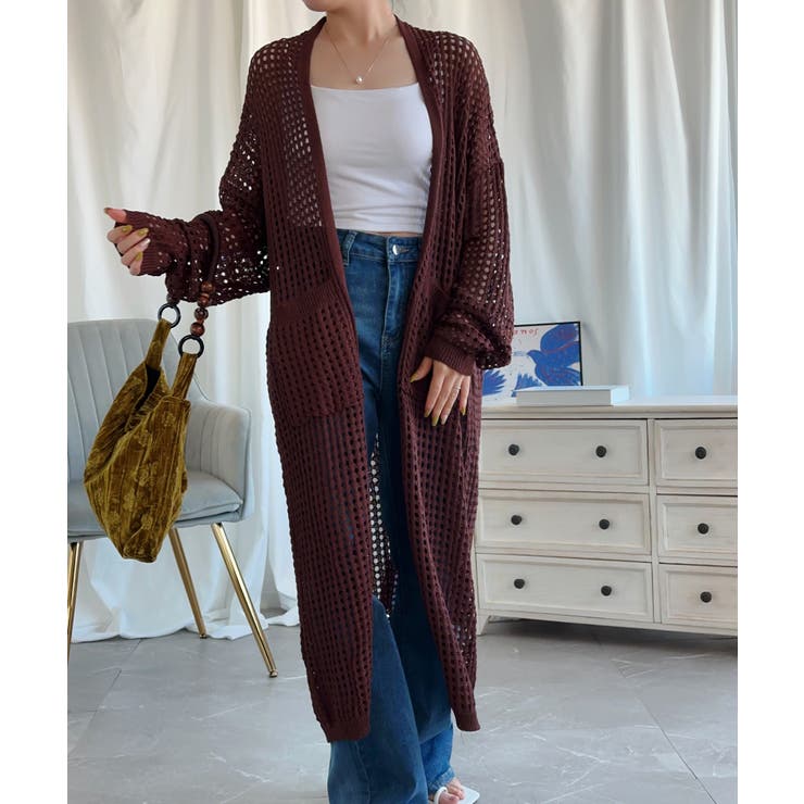 【Aimoha】透け編みロング丈カーディガン | aimoha  | 詳細画像9 