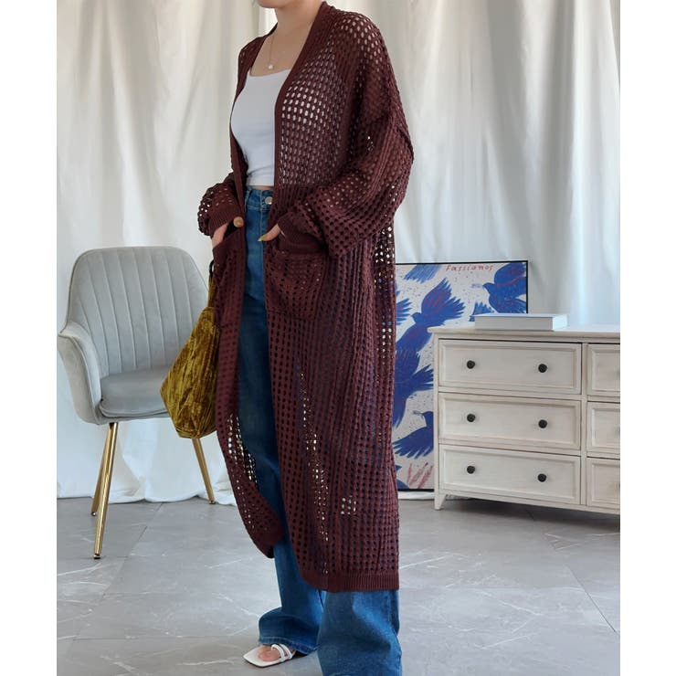 【Aimoha】透け編みロング丈カーディガン | aimoha  | 詳細画像10 