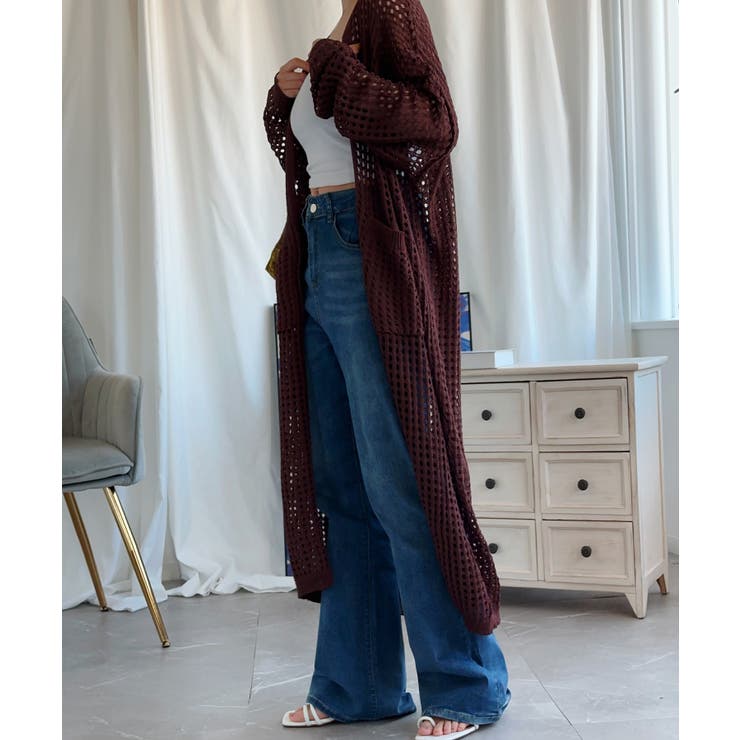 【Aimoha】透け編みロング丈カーディガン | aimoha  | 詳細画像13 