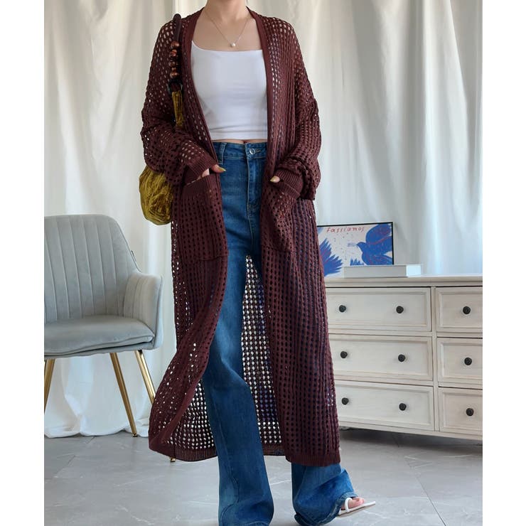 【Aimoha】透け編みロング丈カーディガン | aimoha  | 詳細画像15 