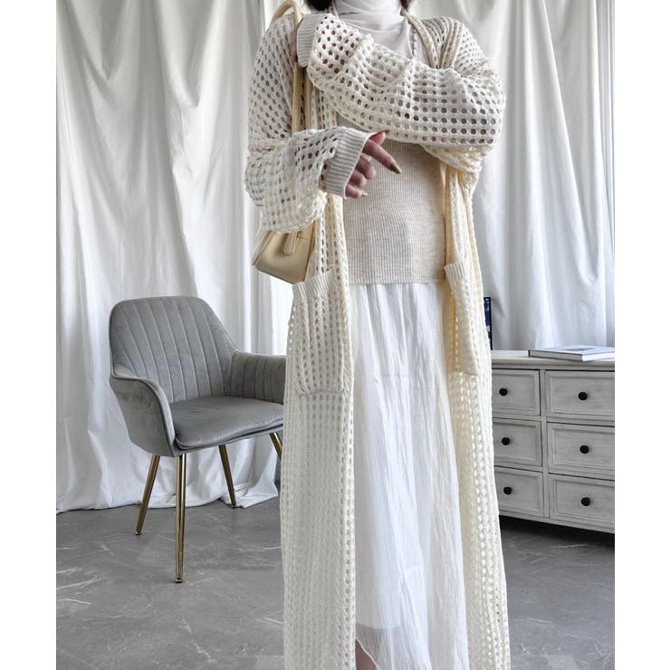 【Aimoha】透け編みロング丈カーディガン | aimoha  | 詳細画像23 