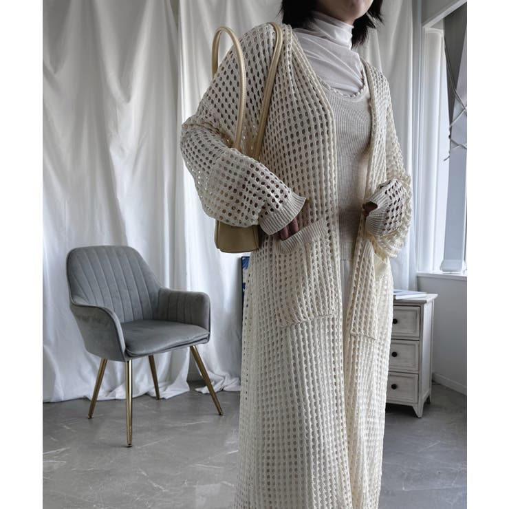 【Aimoha】透け編みロング丈カーディガン | aimoha  | 詳細画像1 