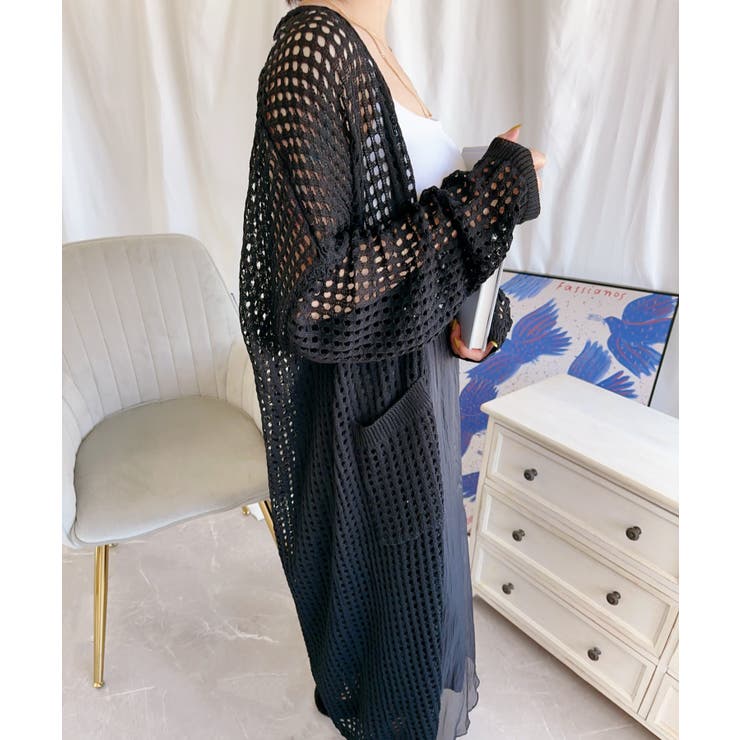 【Aimoha】透け編みロング丈カーディガン | aimoha  | 詳細画像2 