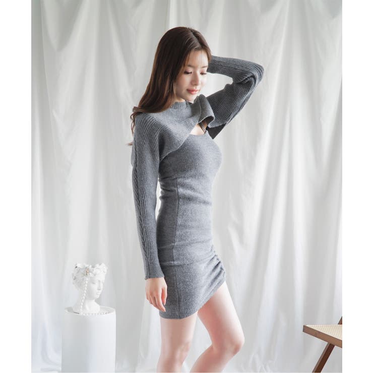 2way セットアップデコルテオープンミニワンピースセットアップ 韓国ファッション | aimoha  | 詳細画像28 