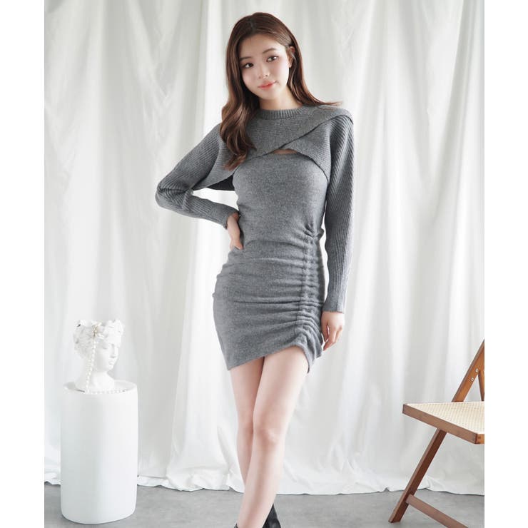 2way セットアップデコルテオープンミニワンピースセットアップ 韓国ファッション | aimoha  | 詳細画像40 