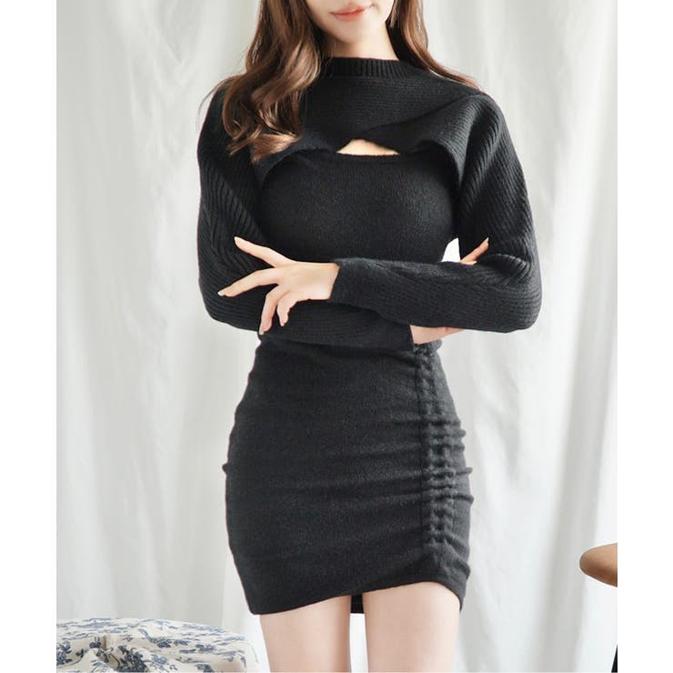 2way セットアップデコルテオープンミニワンピースセットアップ 韓国ファッション | aimoha  | 詳細画像19 