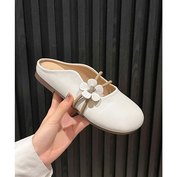 【shoes 365】フラワーデザインストラップミュールシューズ | aimoha  | 詳細画像2 